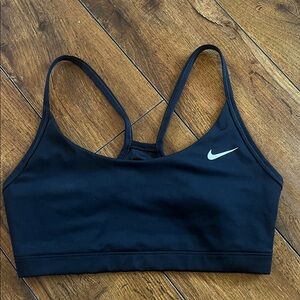 Nike Women's Black Sports Bra with White Logo